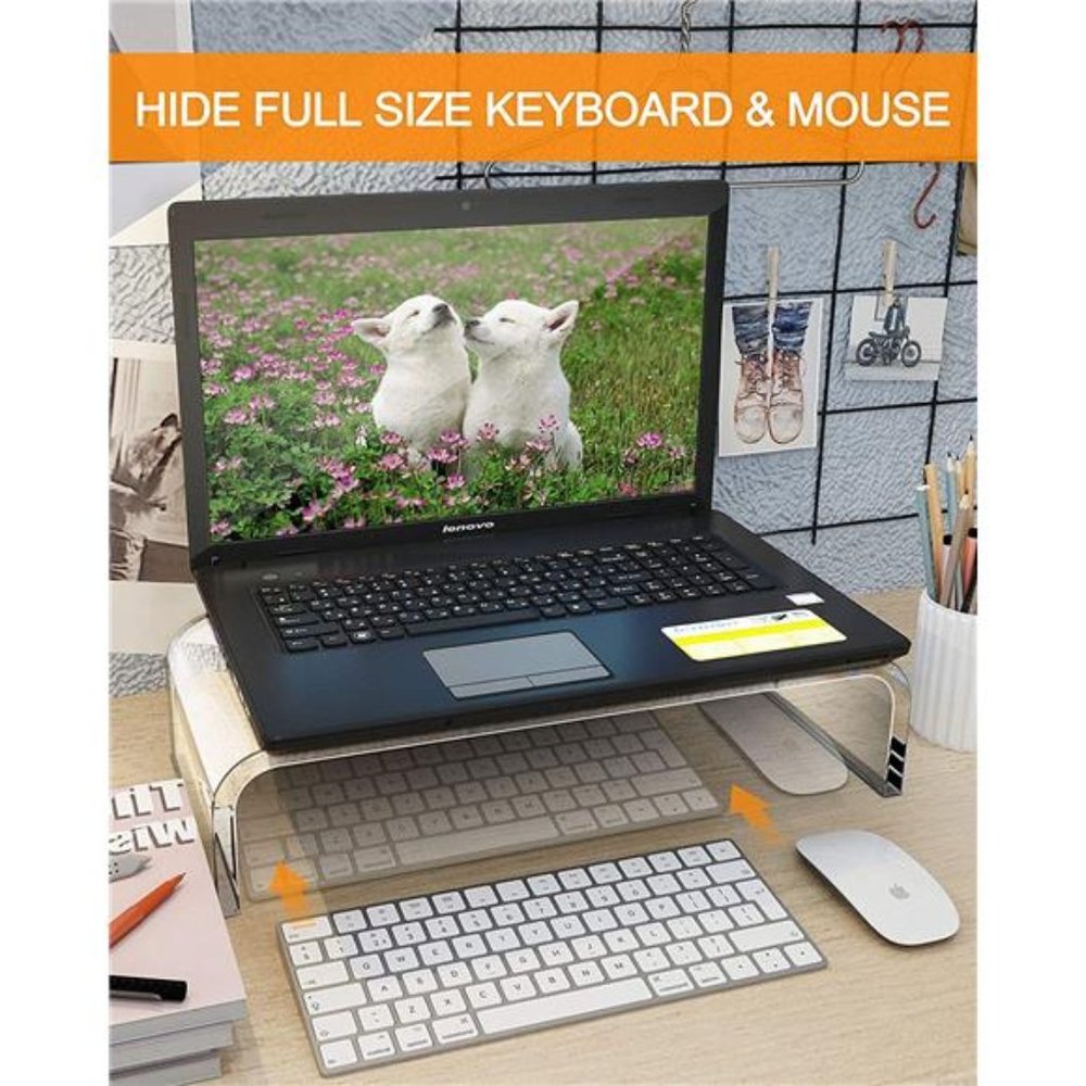 Clear Monitor Riser, Acrylic Computer Stand - HD Sturdy 50LB Max (Large) - Picture 3 of 6